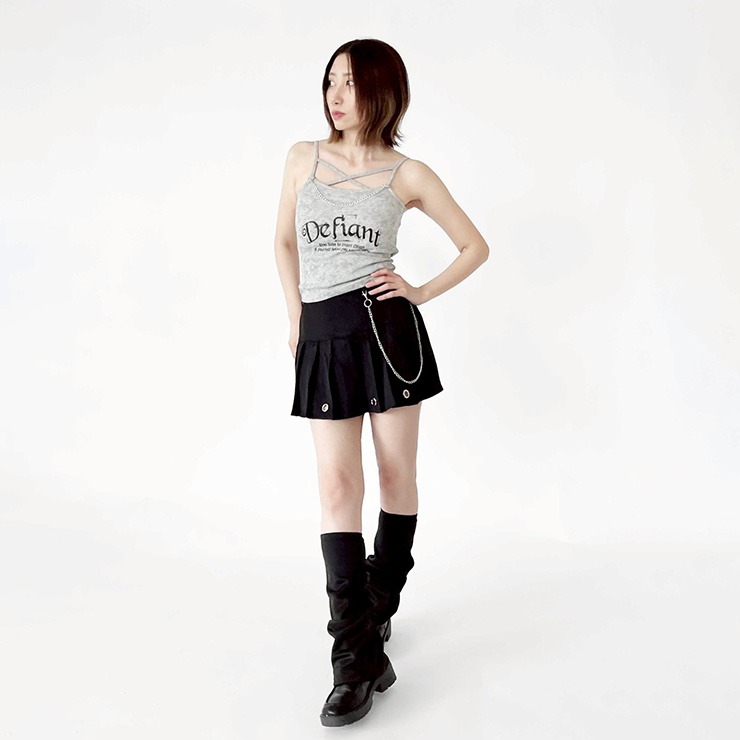 GLAVIL ジップアップ スカルキャミソール 平成ギャル 激レア AZUL BY MOUSSY | カップ付きホルターキャミソール (キャミソール