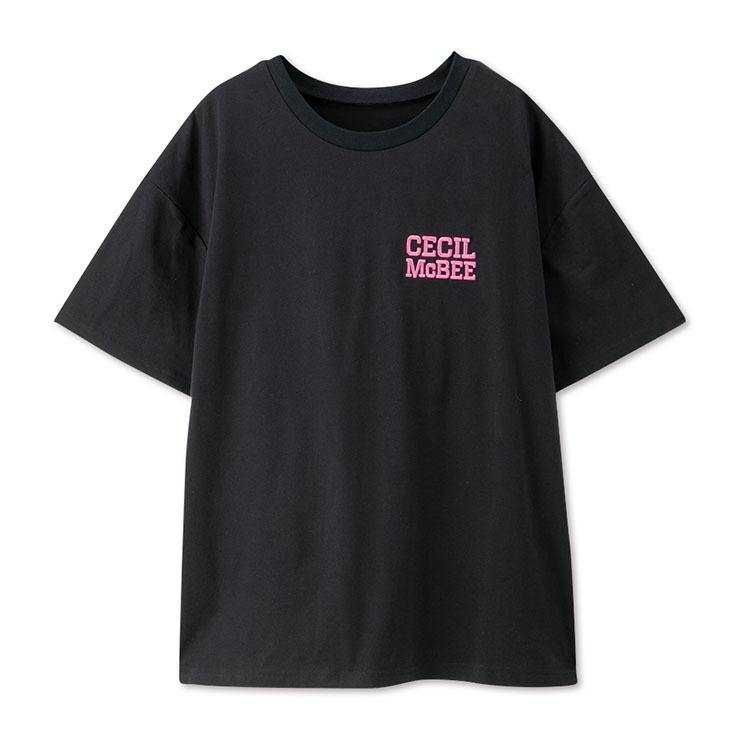 レディース バックヒョウ柄ハートロゴ使いTシャツ（CECIL McBEE×SUREVE