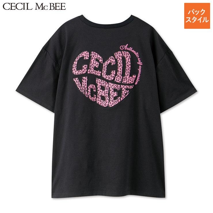 レディース バックヒョウ柄ハートロゴ使いTシャツ（CECIL McBEE×SUREVE