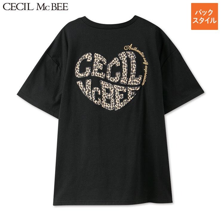 レディース バックヒョウ柄ハートロゴ使いTシャツ（CECIL McBEE×SUREVE
