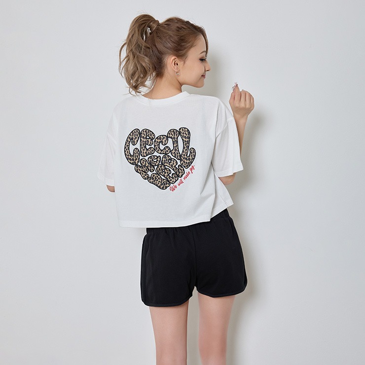 服 ハート レディース バックハートロゴT貼付けコンパクトTシャツ（CECIL McBEE