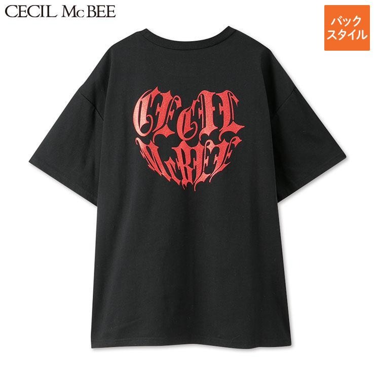 レディース バックラメハートロゴ使いTシャツ（CECIL McBEE×SUREVE