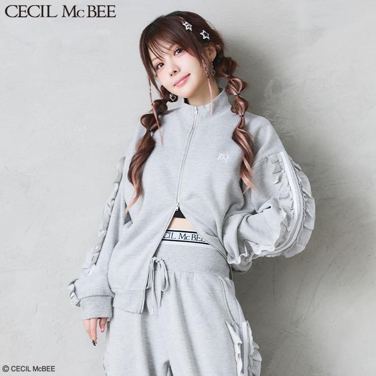 レディース 袖フリルジップジャケット（CECIL McBEE×Reina Tanaka