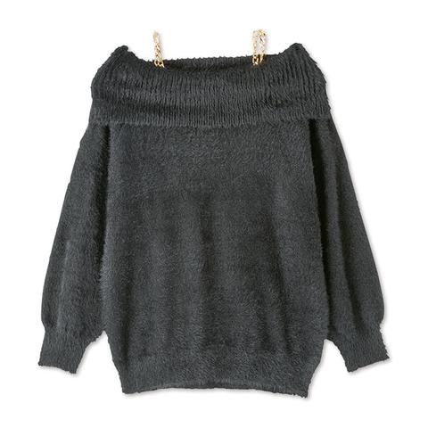 レディース　チェーン使いオフショルニットプルオーバー（SUREVE）