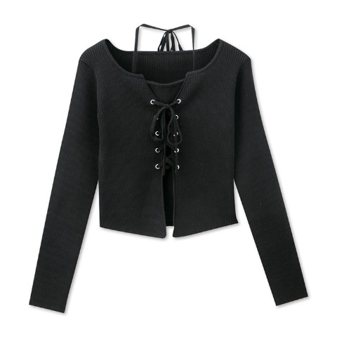 レディース　レースアップニットプルオーバー（SUREVE）