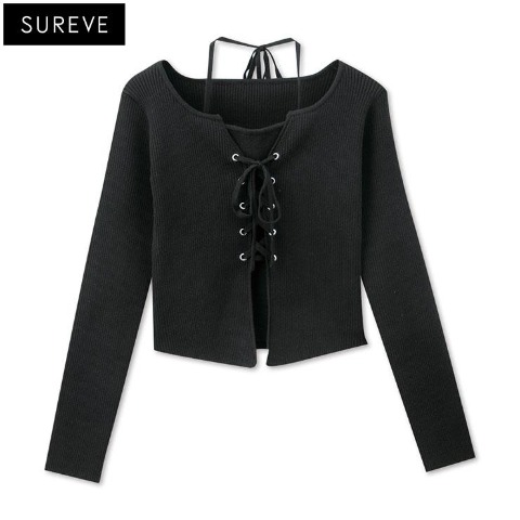 レディース　レースアップニットプルオーバー（SUREVE）