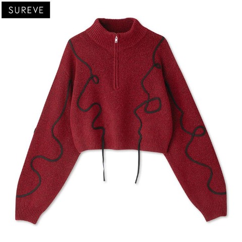 レディース　ハーフジップニットプルオーバー（SUREVE BLACK）