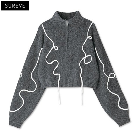 レディース　ハーフジップニットプルオーバー（SUREVE BLACK） ダークグレー 112