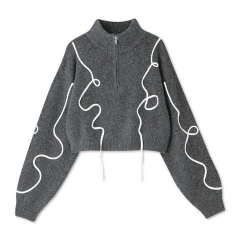 レディース　ハーフジップニットプルオーバー（SUREVE BLACK）