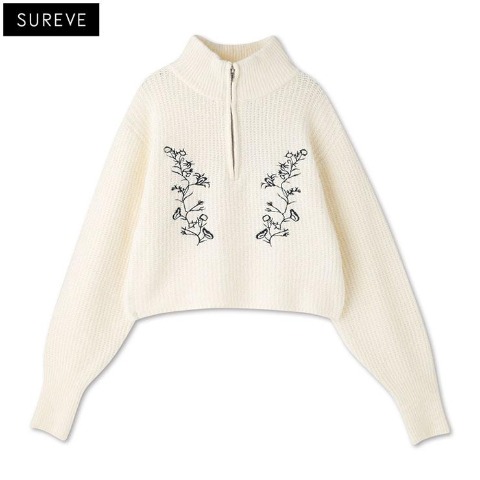 レディース　ハーフジップニットプルオーバー（SUREVE BLACK） オフホワイト 311