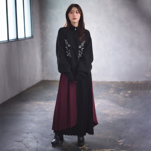 レディース　ハーフジップニットプルオーバー（SUREVE BLACK）