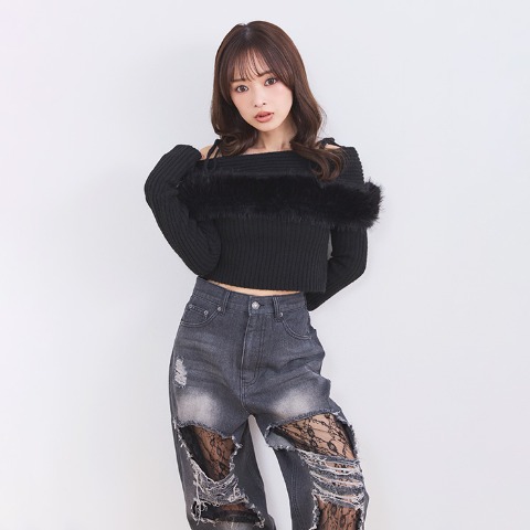 レディース　オフショルニットプルオーバー（CECIL McBEE×Vida Roseo）