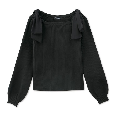 レディース　肩リボンニットプルオーバー（SUREVE）