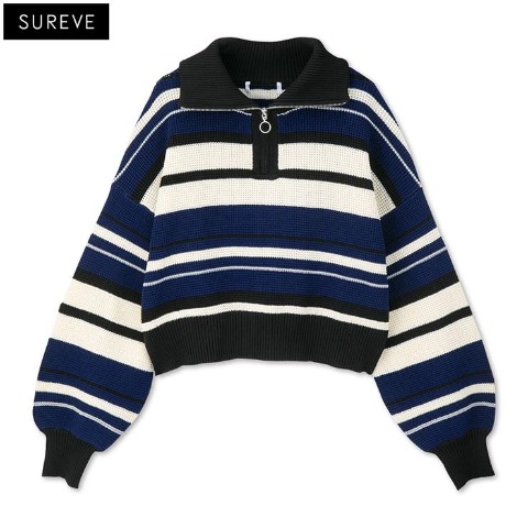 レディース　ハーフジップニットプルオーバー（SUREVE）