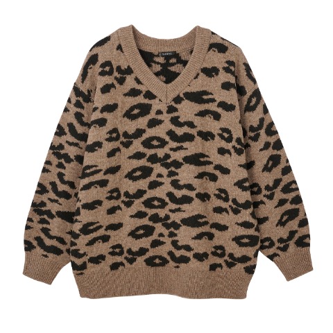レディース　ヒョウ柄ニットプルオーバー (SUREVE）
