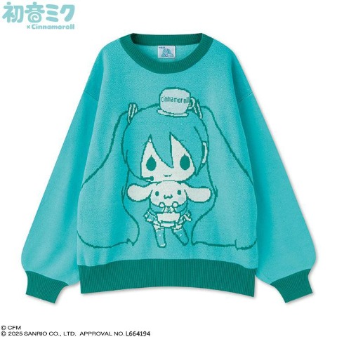 レディース　ニットプルオーバー（初音ミク×シナモロール）