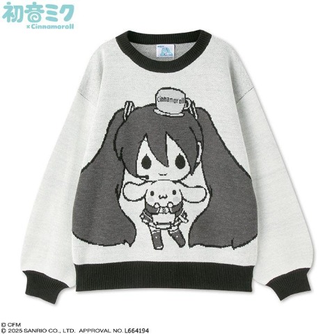 レディース　ニットプルオーバー（初音ミク×シナモロール）