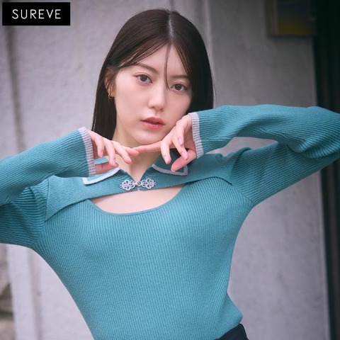 レディース　リブニットプルオーバー (SUREVE BLACK)