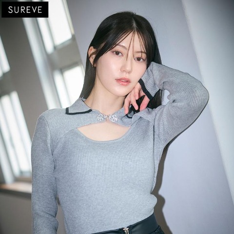 レディース　リブニットプルオーバー (SUREVE BLACK)