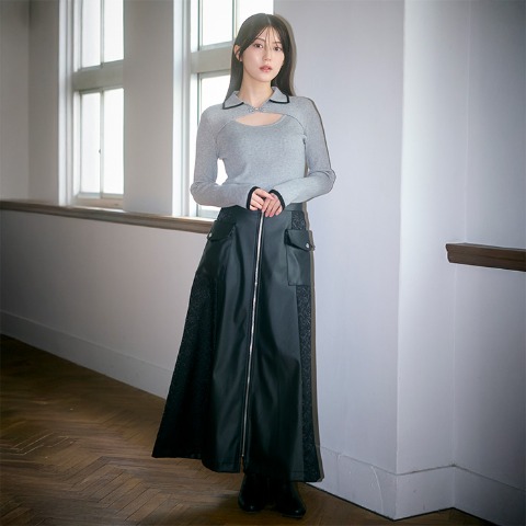 レディース　リブニットプルオーバー (SUREVE BLACK)