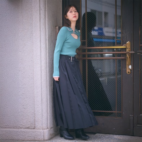 レディース　リブニットプルオーバー (SUREVE BLACK)