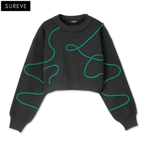 レディース　コード刺しゅうニットプルオーバー（SUREVE BLACK）