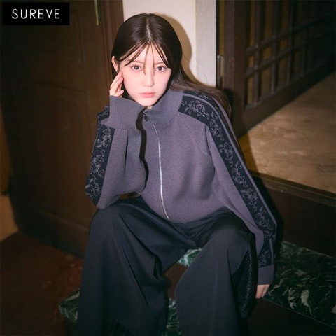 レディース　ジップニットカーディガン（SUREVE BLACK）