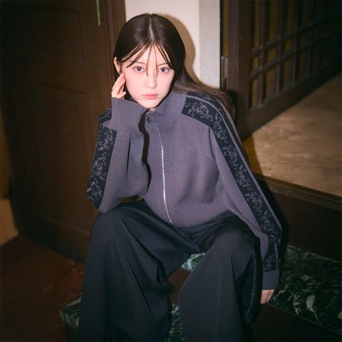 レディース　ジップニットカーディガン（SUREVE BLACK）