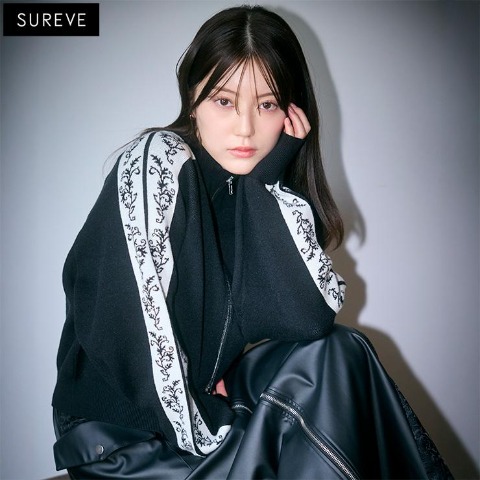 レディース　ジップニットカーディガン（SUREVE BLACK）