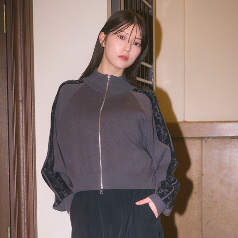 レディース　ジップニットカーディガン（SUREVE BLACK）