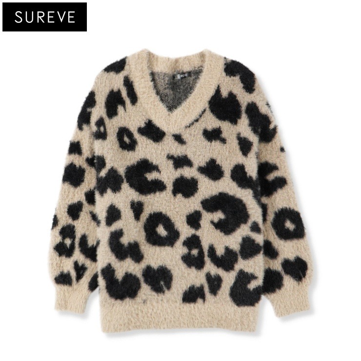 レディース シャギーヒョウ柄ニットチュニック（SUREVE） | アベイル
