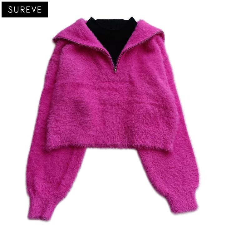 極美品　アルチビオ　シャギーニット プルオーバー (ピンク) 36 レディース レイヤードシャギーニットプルオーバー（SUREVE
