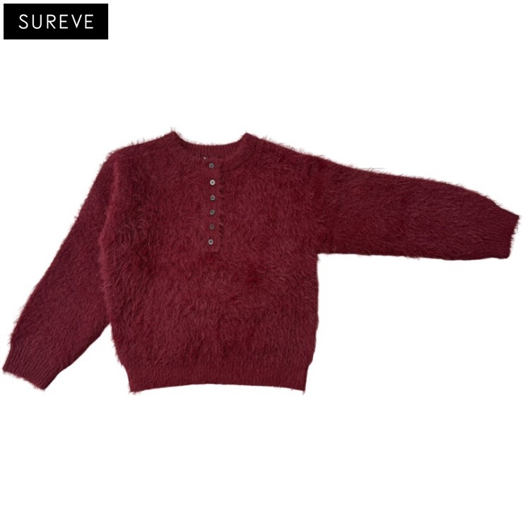 レディース ヘンリーネックシャギーニットプルオーバー（SUREVE