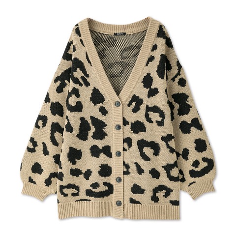 レディース【SSP・SP・M・L】　ヒョウ柄ニットカーディガン（Shoko×SUREVE）