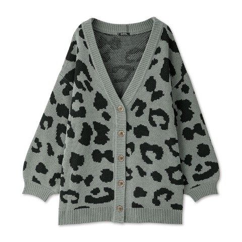 レディース【SSP・SP・M・L】　ヒョウ柄ニットカーディガン（Shoko×SUREVE）