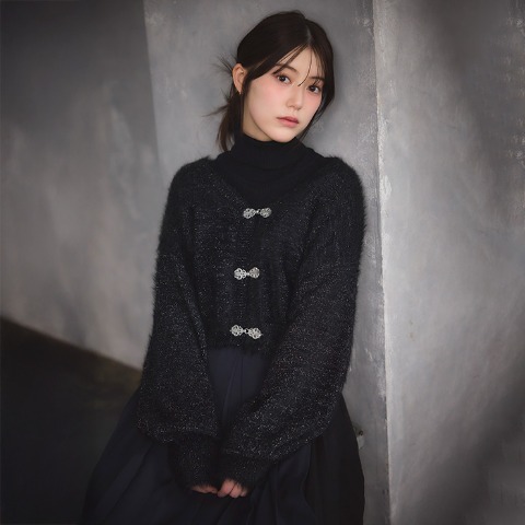 レディース　ニットカーディガン（SUREVE BLACK）