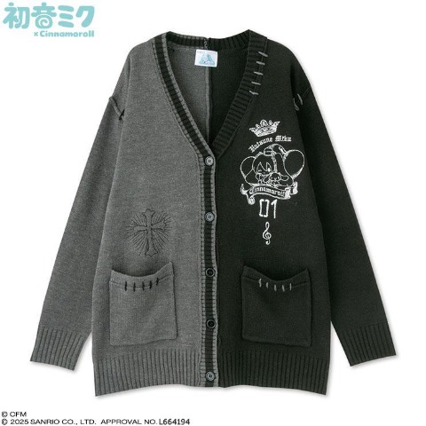 レディース　ニットカーディガン（初音ミク×シナモロール）