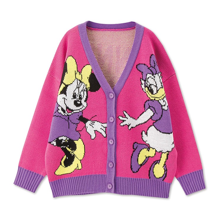 レディース ニットカーディガン（ミニーマウス＆デイジーダック