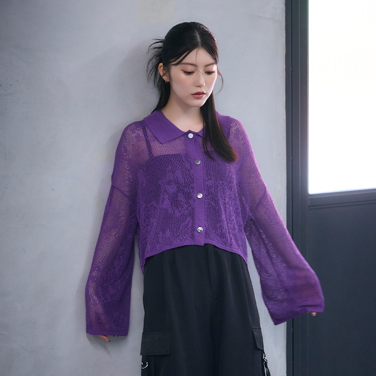 レディース 花柄メッシュカーディガン（SUREVE BLACK） | アベイル