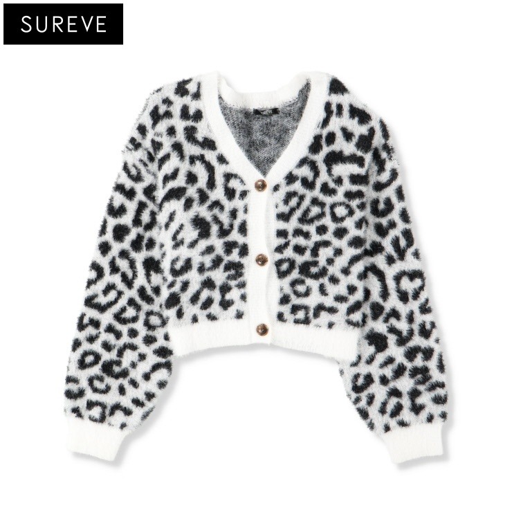 レディース シャギーヒョウ柄カーディガン（SUREVE BLACK） | アベイル