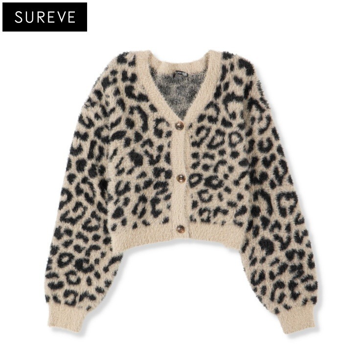 レディース シャギーヒョウ柄カーディガン（SUREVE BLACK） | アベイル
