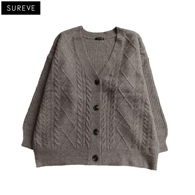 レディース Vネックケーブルニットカーディガン（SUREVE） | アベイル