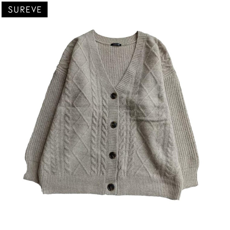 レディース Vネックケーブルニットカーディガン（SUREVE） | アベイル