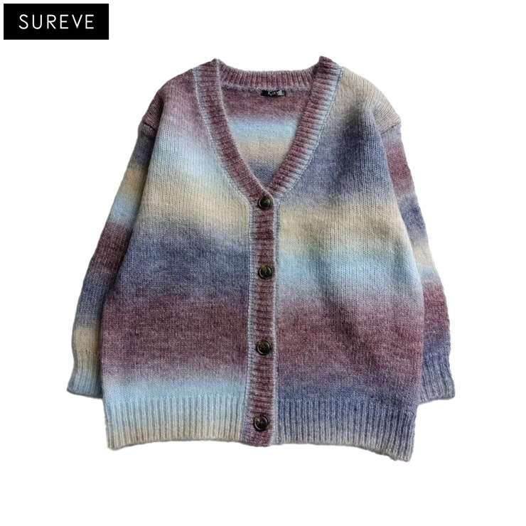 レディース Vネックグラデーションニットカーディガン（SUREVE