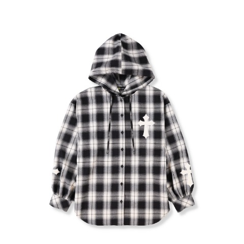 レディース　チェック柄フードシャツ（TGC×egg×SUREVE）