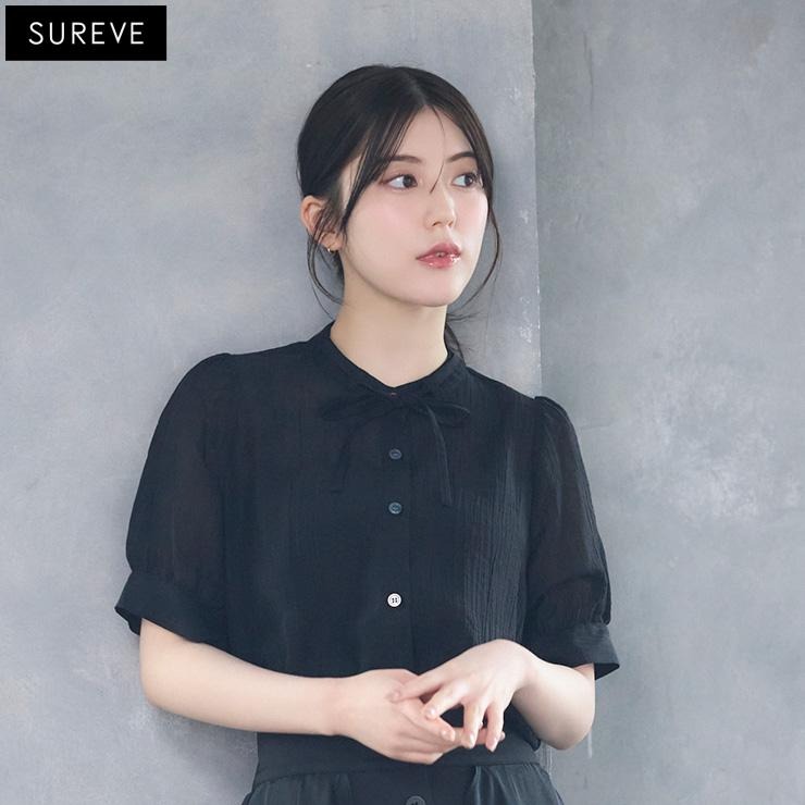 【美品】  NOWOS / ノーウォス | black shirt 楊柳シャツ | F | ブラック | レディース antiqua（アンティカ） 楊柳シャツ シャツ レディース トップス 長袖