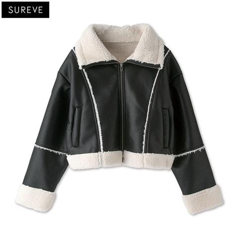 レディース　合皮ボアブルゾン（SUREVE）