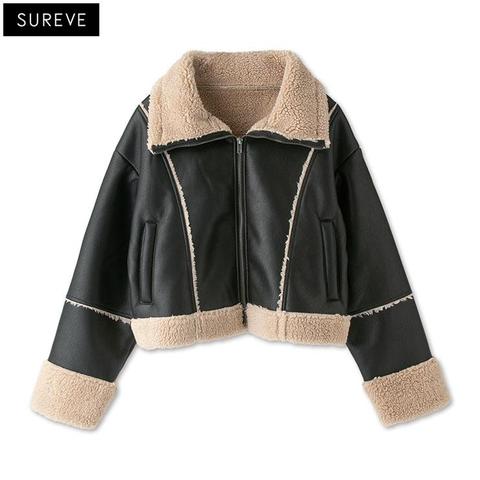 レディース　合皮ボアブルゾン（SUREVE）