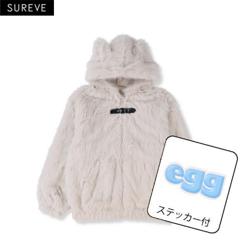 レディース　耳付きファーブルゾン（egg×SUREVE）