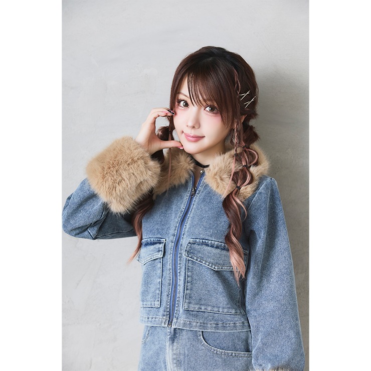 レディース ファー使いデニムジャケット（CECIL McBEE×Reina Tanaka
